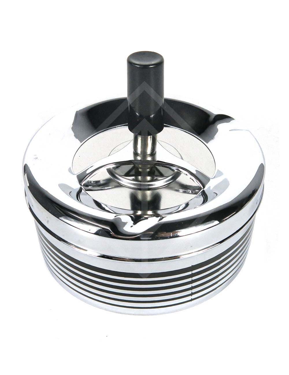 Scrumiera Spinning chrome/chrome stripes black 11cm